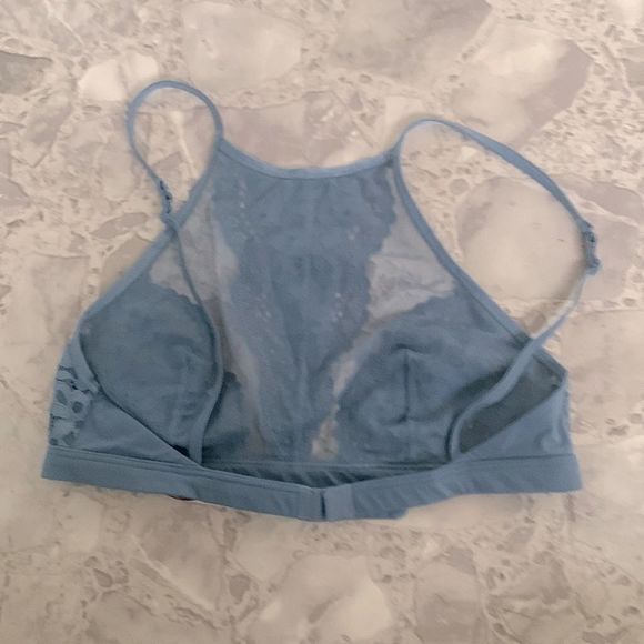 Victoria’s Secret Body by Victoria lace bralette high neck wireless blue bra S - Picture 7 of 8